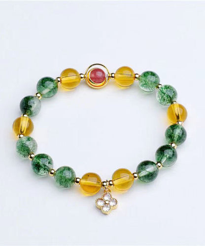 Pulsera acogedora de cristal verde amarillo suelto