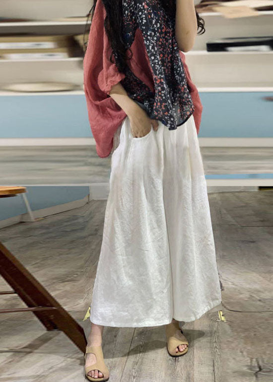 Lockeres gelbes Patchwork-Oberteil aus Leinen mit V-Ausschnitt und Hose mit weitem Bein, zweiteiliges Set mit Fledermausärmeln