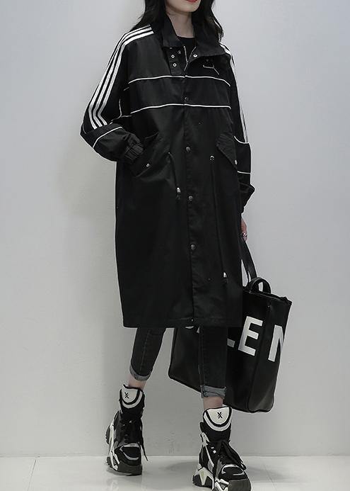 Loose black Fine clothes Outfits stand collar zippered  women coats - SooLinen