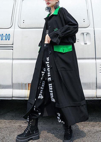 Loose black batchwrok Plus Size casual coats women Tutorials drawstring fall coat - SooLinen