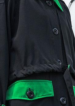 Loose black batchwrok Plus Size casual coats women Tutorials drawstring fall coat - SooLinen