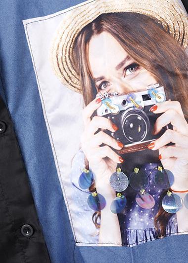 Loose black patchwork blended clothes For Women prints Maxi summer shirt Dresses - SooLinen