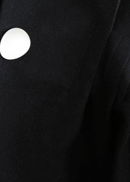 Loose black wool Blouse v neck short asymmetric shirt - SooLinen