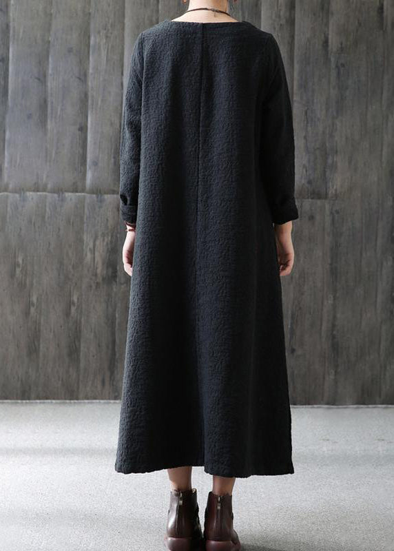 Lose Baumwolle Kleiderschränke Vintage A-Linie Langarm Baumwolle Lose Retro Kleid