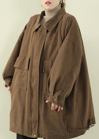 Loose lapel collar Fashion springtunics for women black oversized outwears - SooLinen