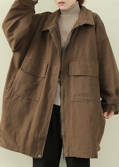 Loose lapel collar Fashion springtunics for women black oversized outwears - SooLinen