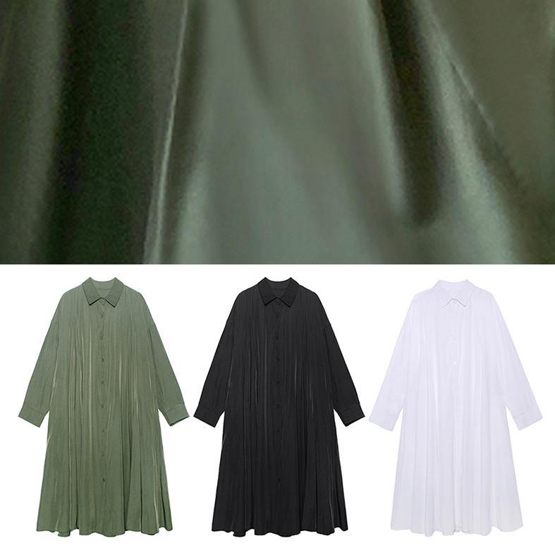 Loose lapel exra large hem clothes Runway army green Robe Dress - SooLinen