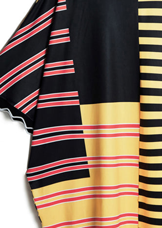 Lose mehrfarbig gestreifte Seidenmischung Kleidung Damen plus Größe Leinen Patchwork Sommerkleid