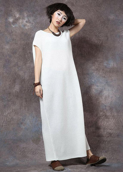 Loose white cotton Tunics sleeveless Maxi summer Dress - SooLinen