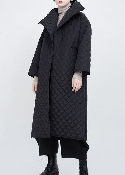 Luxus Schwarz Taschen seitlich offen Winter Baumwolle Langarm Mäntel