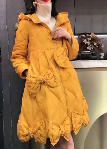 Luxus Gelbe Schleife Nagelperle Lässige Winter Entendaunen Wintermäntel