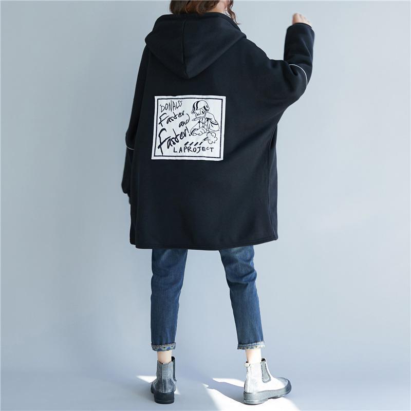 Luxuriöse schwarze Parkas für Damen in Übergröße mit Kapuze, Winterjacke, dicke Winteroberbekleidung