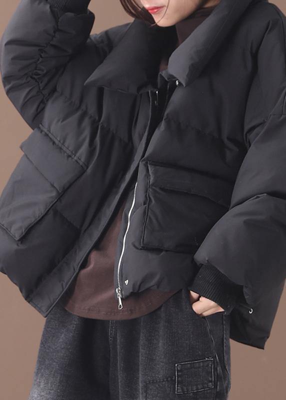Luxury black goose Down coat trendy plus size down jacket winter stand collar outwear - SooLinen