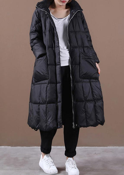 Luxury black warm winter coat plus size womens parka hooded zippered  coats - SooLinen