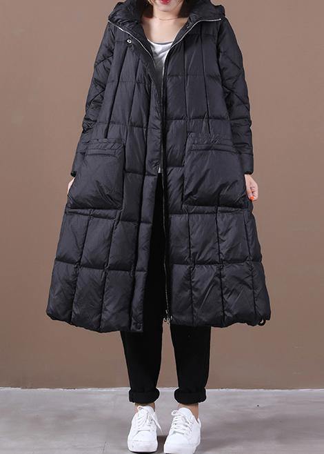 Luxury black warm winter coat plus size womens parka hooded zippered  coats - SooLinen