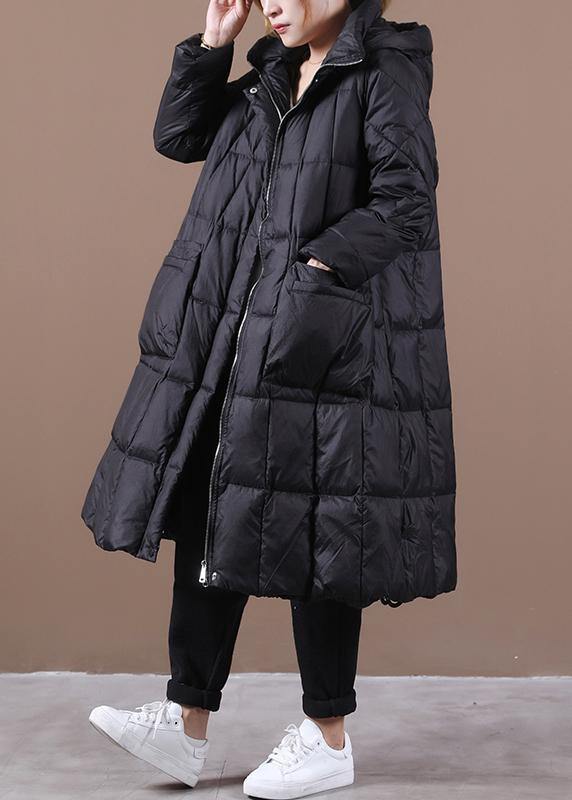 Luxury black warm winter coat plus size womens parka hooded zippered  coats - SooLinen