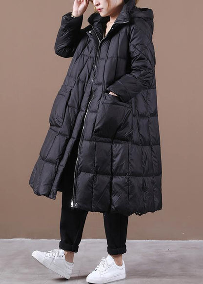 Luxury black warm winter coat plus size womens parka hooded zippered  coats - SooLinen
