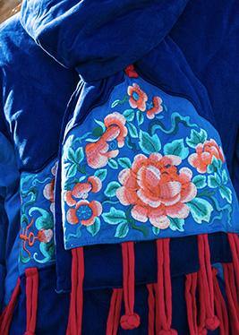 Luxury blue winter outwear plus size clothing Jackets & Coats stand collar patchwork winter coats - SooLinen