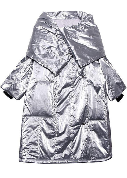 Luxury gray overcoat plus size clothing winter jacket winter big lapel collar overcoat - SooLinen