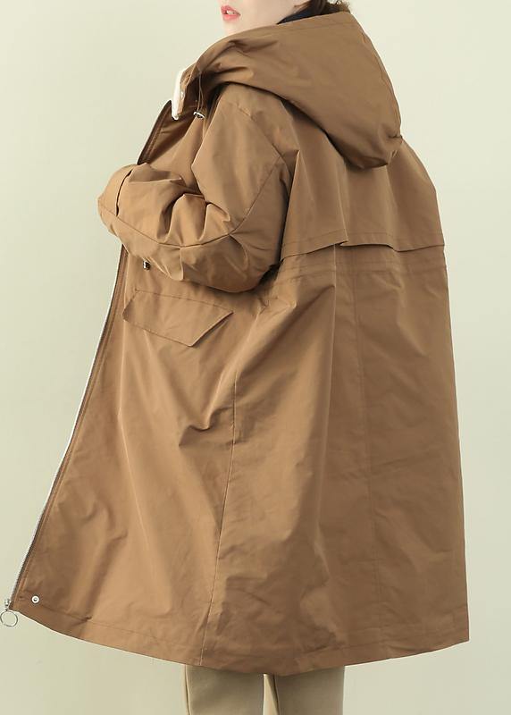 Luxury khaki casual outfit plus size clothing down jacket hooded zippered winter outwear - SooLinen