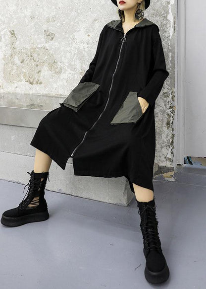 Luxury plus size clothing coat fall jackets gray green patchwork hooded Coat Women - SooLinen