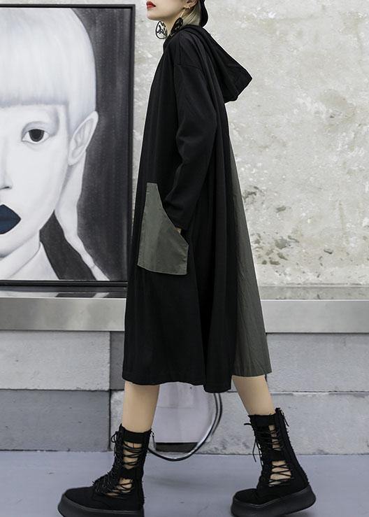 Luxury plus size clothing coat fall jackets gray green patchwork hooded Coat Women - SooLinen