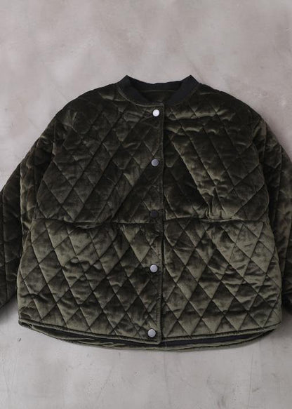 Luxury plus size clothing winter jacket two pockets winter outwear green thick womens coats - SooLinen