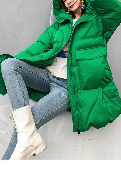 Luxury plus size snow jackets hooded coats green winter women parka - SooLinen