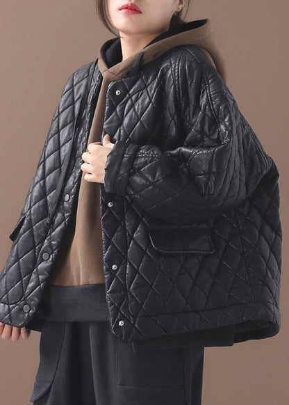Luxury plus size warm winter over short coat black o neck women outwear - SooLinen