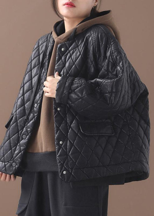Luxury plus size warm winter over short coat black o neck women outwear - SooLinen