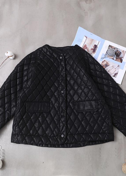 Luxury plus size warm winter over short coat black o neck women outwear - SooLinen