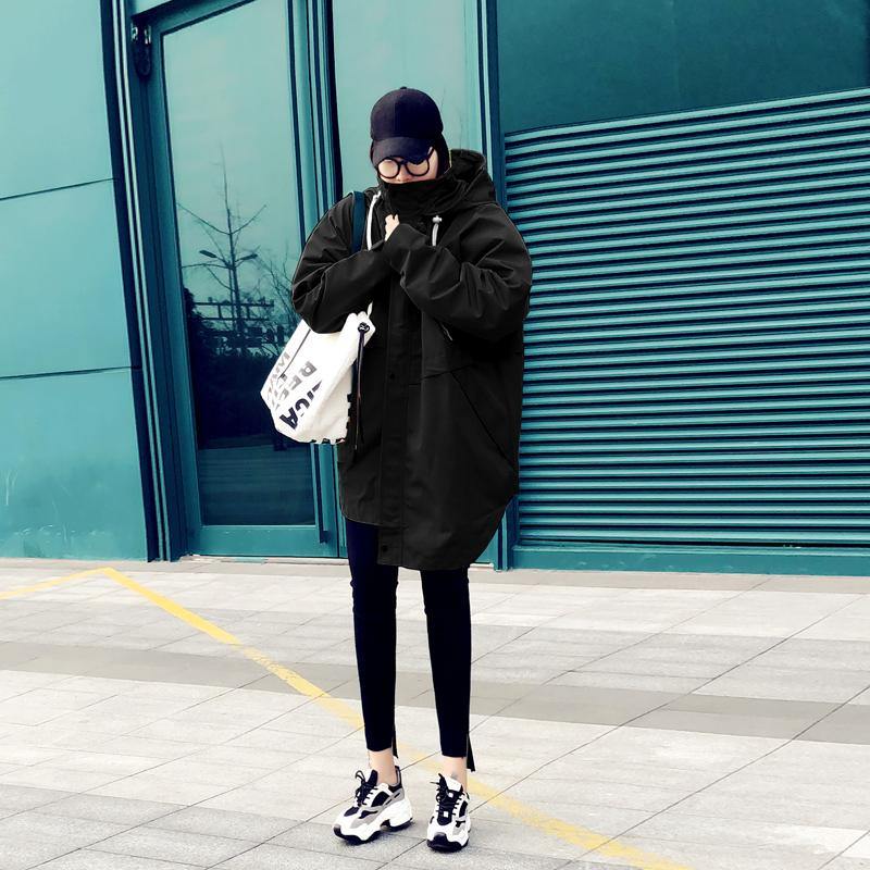 Luxury plus size womens parka overcoat black hooded pockets down coat winter - SooLinen