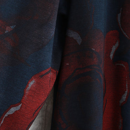Luxus-Print-Baumwollmischung Mantel übergroße Taschen Outwear Mode Langarm Baggy Trenchcoat