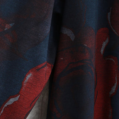 Luxus-Print-Baumwollmischung Mantel übergroße Taschen Outwear Mode Langarm Baggy Trenchcoat
