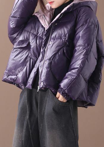 Luxury purple women parkas Coats winter hooded thick outwear - SooLinen