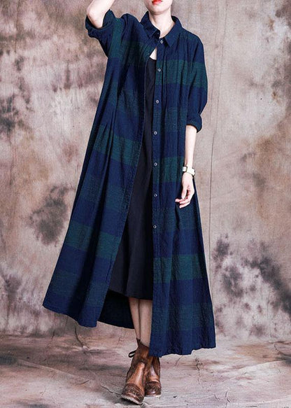 Luxury striped Coats Loose fitting coat fall  outwear lapel collar - SooLinen