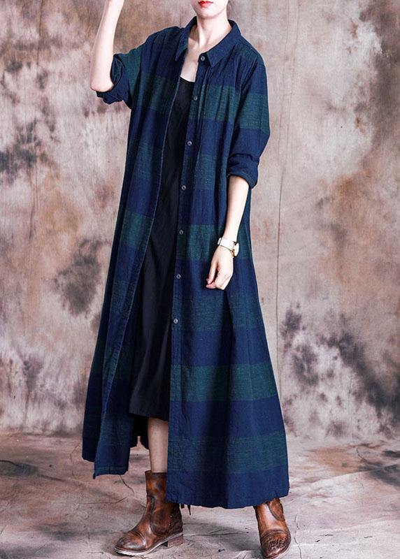 Luxury striped Coats Loose fitting coat fall  outwear lapel collar - SooLinen