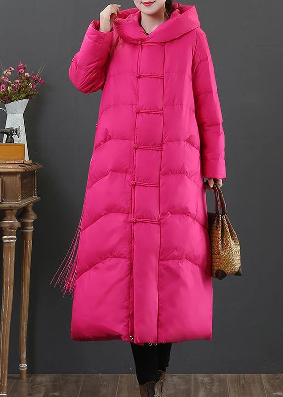 Luxury trendy plus size snow jackets Jackets rose hooded zippered down jacket - SooLinen