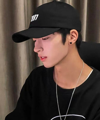 Pendientes de botón poligonales de plata de ley negra para hombre