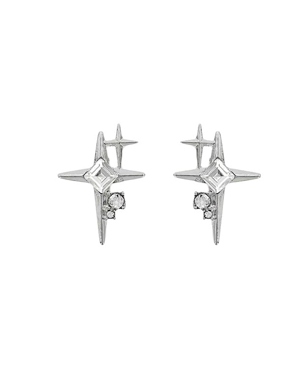 Pendientes de seda con estrellas de circonita y cobre para hombre