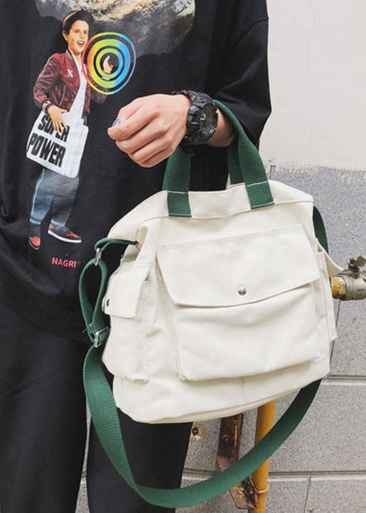 Weiße Messenger-Tasche aus Canvas mit großem Fassungsvermögen für Herren