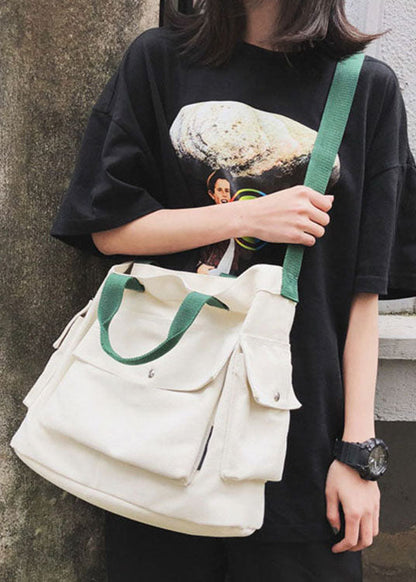 Weiße Messenger-Tasche aus Canvas mit großem Fassungsvermögen für Herren