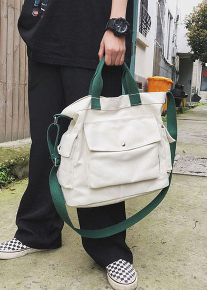 Weiße Messenger-Tasche aus Canvas mit großem Fassungsvermögen für Herren