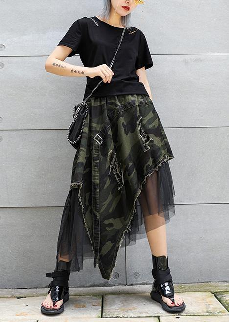 Mid-length skirt summer camouflage leopard large size female irregular skirt - SooLinen