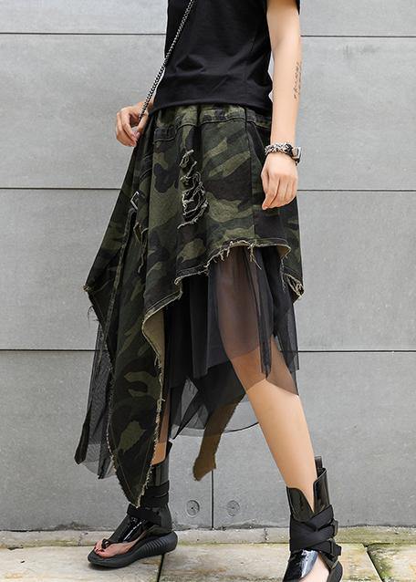 Mid-length skirt summer camouflage leopard large size female irregular skirt - SooLinen