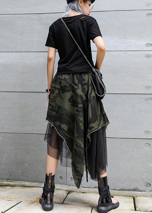 Mid-length skirt summer camouflage leopard large size female irregular skirt - SooLinen