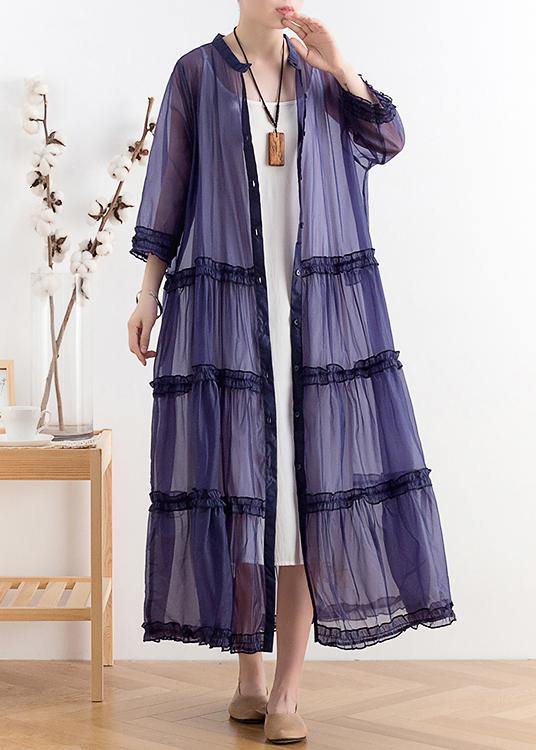 Mid-length sunscreen 2021 new thin Korean blue and purple fairy coat - SooLinen