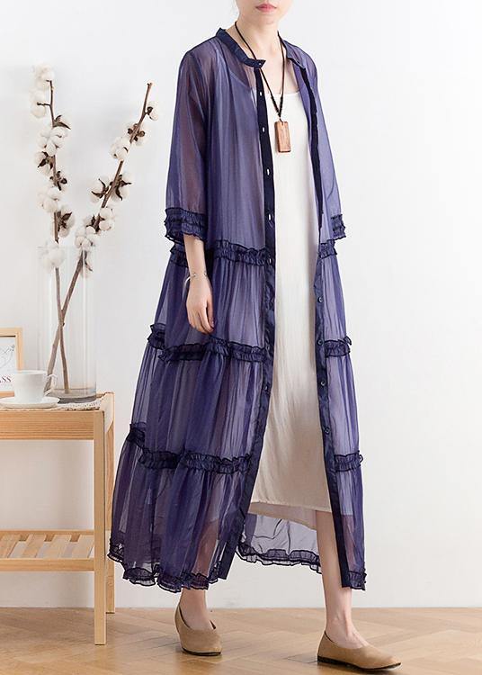 Mid-length sunscreen 2021 new thin Korean blue and purple fairy coat - SooLinen