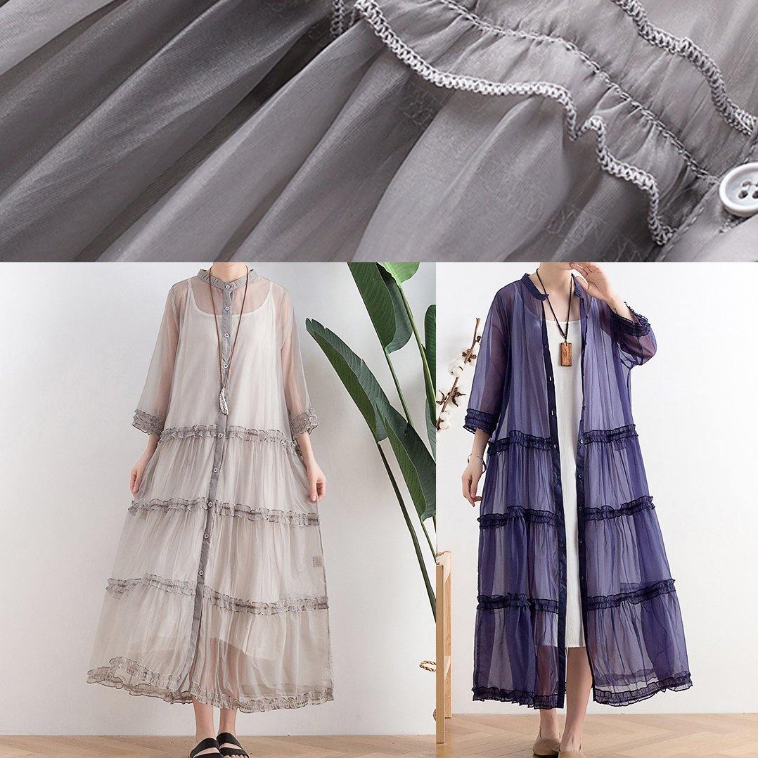 Mid-length sunscreen 2021 new thin Korean blue and purple fairy coat - SooLinen