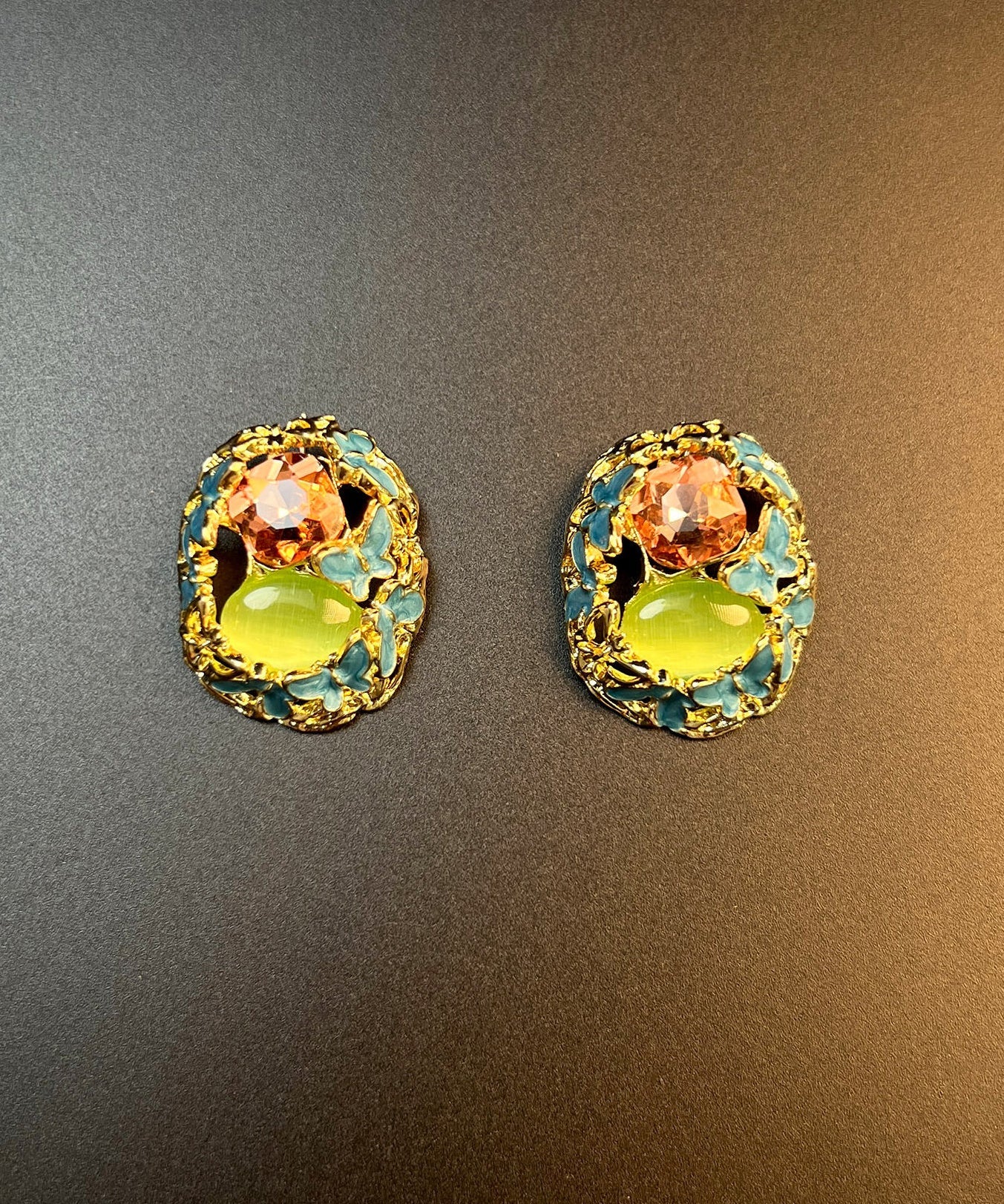 Modern Alloy Crystal Butterfly Stud Earrings
